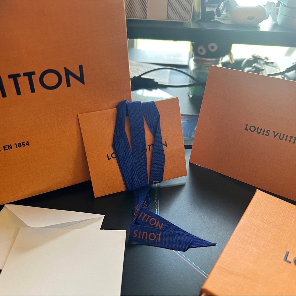 Louis Vuitton Orange Gift Box with Blue Ribbon